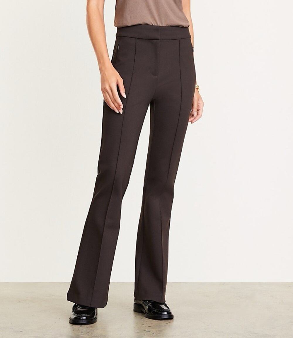 LOFT Women’s Versa Ponte Deluxe Flare Pants Brown Size 8P
